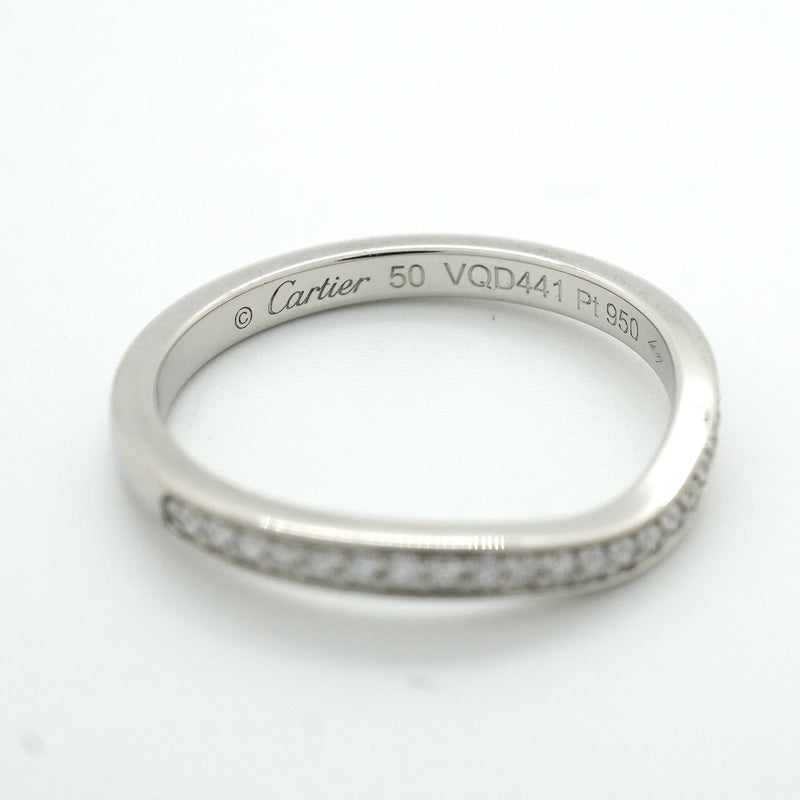 【6jkb0217】カルティエ リング バレリーナ ハーフエタニティ Pt950 プラチナ ダイヤモンド ＃50【中古】レディース
