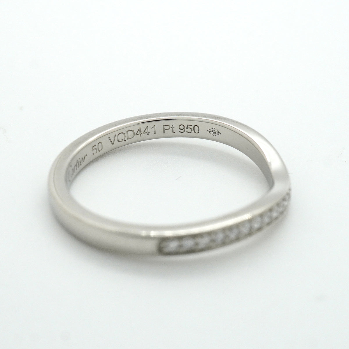 【6jkb0217】カルティエ リング バレリーナ ハーフエタニティ Pt950 プラチナ ダイヤモンド ＃50【中古】レディース