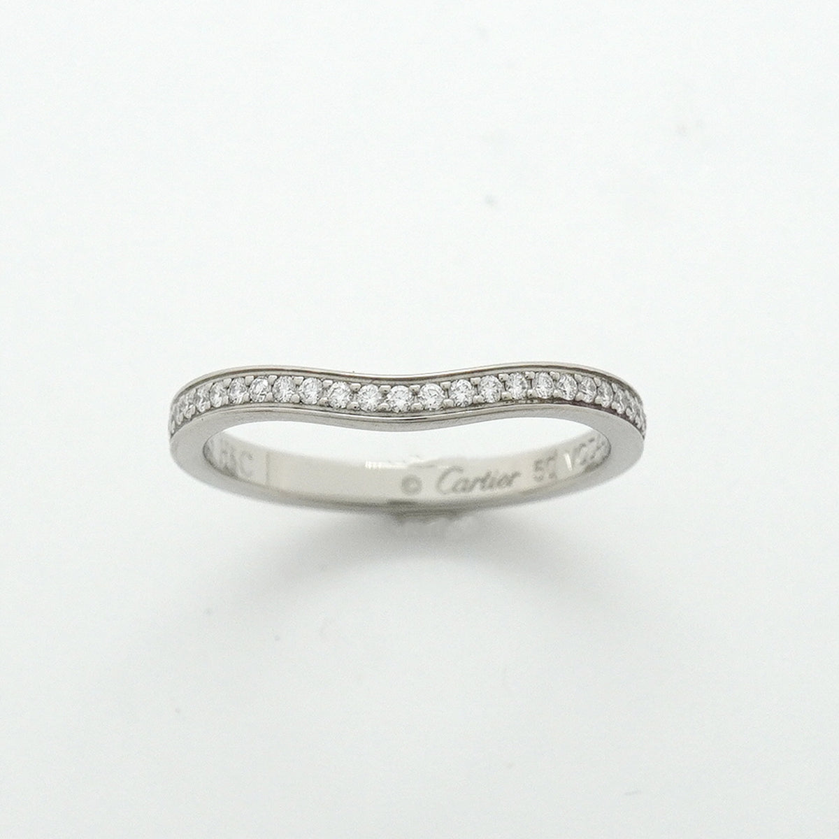 【6jkb0217】カルティエ リング バレリーナ ハーフエタニティ Pt950 プラチナ ダイヤモンド ＃50【中古】レディース