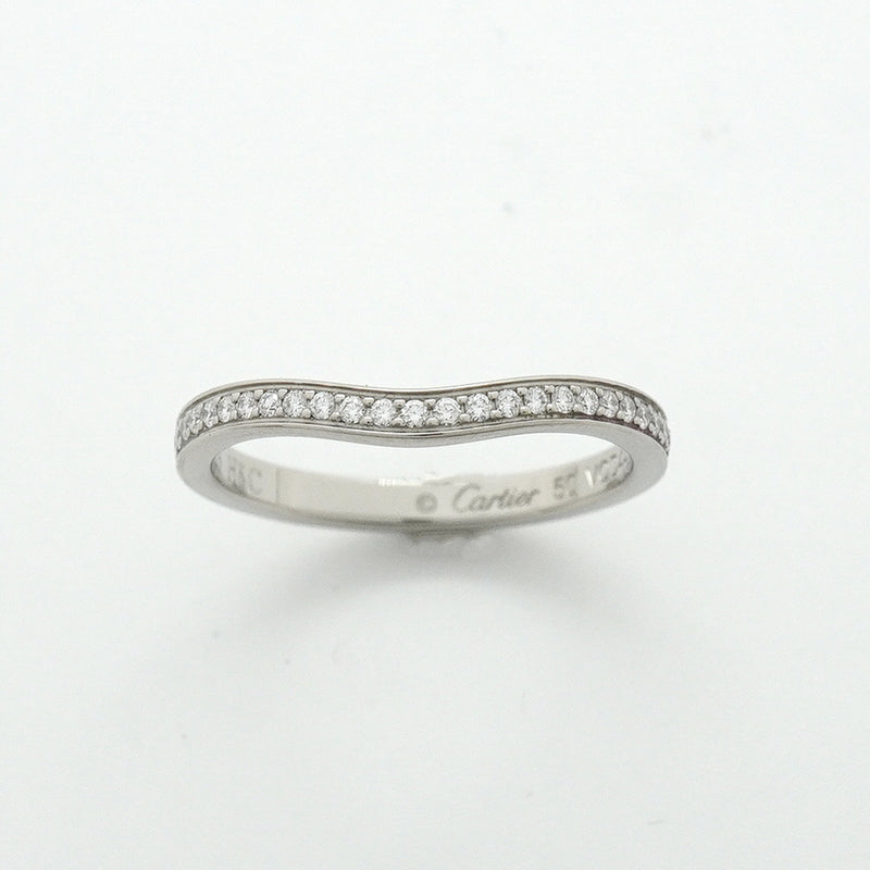 【6jkb0217】カルティエ リング バレリーナ ハーフエタニティ Pt950 プラチナ ダイヤモンド ＃50【中古】レディース