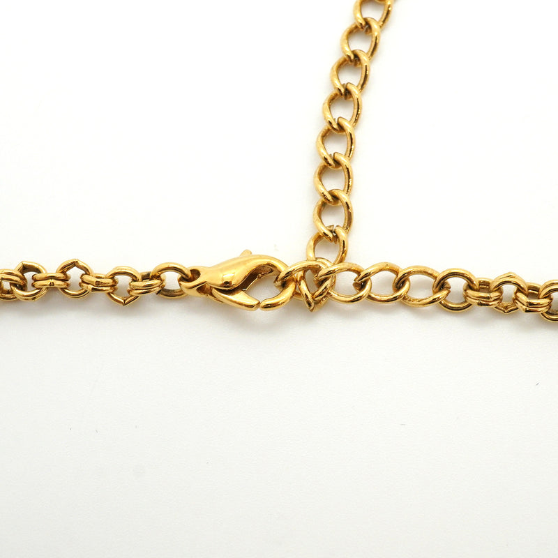 【6jkb0219】クリスチャンディオール ネックレス CDロゴ GPメッキ ラインストーン ゴールド【中古】レディース