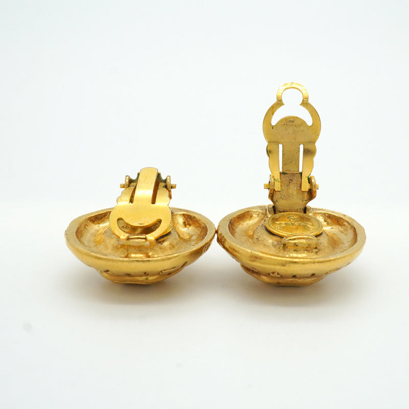 【6jkb0224】シャネル イヤリング ヴィンテージ シャネルロゴ 丸型 サークル GPメッキ ゴールド【中古】レディース