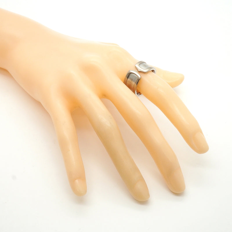 【6jkb0226】カルティエ リング C2/ワイド K18WG ホワイトゴールド ＃60【中古】メンズ