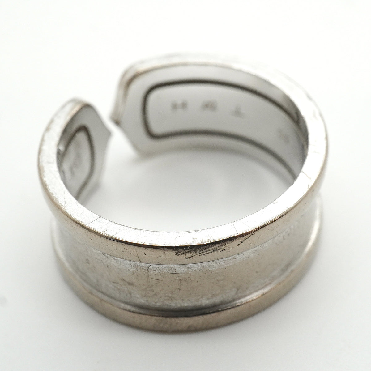 【6jkb0226】カルティエ リング C2/ワイド K18WG ホワイトゴールド ＃60【中古】メンズ