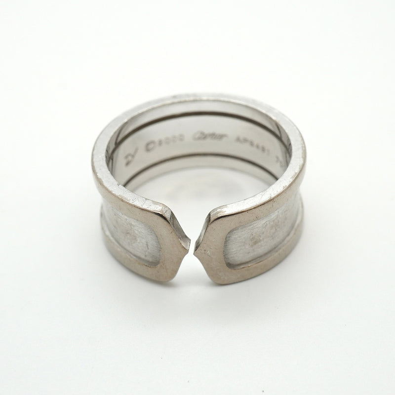 【6jkb0226】カルティエ リング C2/ワイド K18WG ホワイトゴールド ＃60【中古】メンズ
