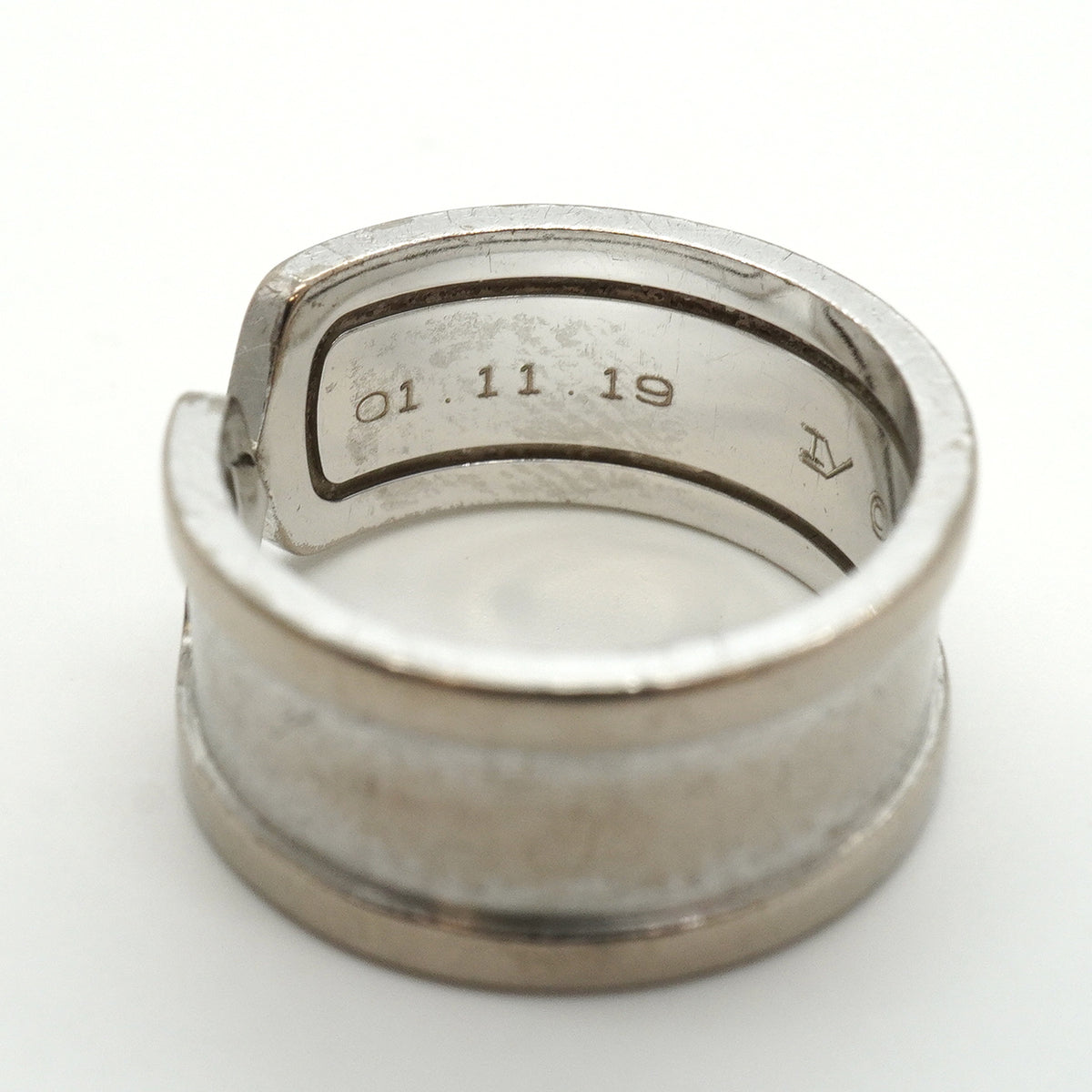 【6jkb0226】カルティエ リング C2/ワイド K18WG ホワイトゴールド ＃60【中古】メンズ