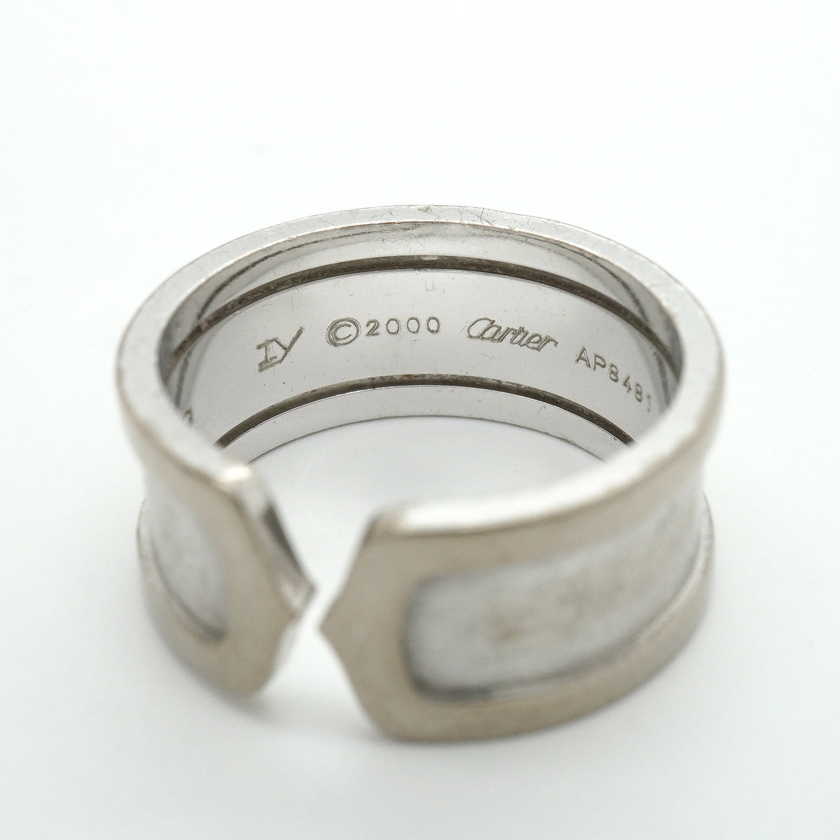 【6jkb0226】カルティエ リング C2/ワイド K18WG ホワイトゴールド ＃60【中古】メンズ