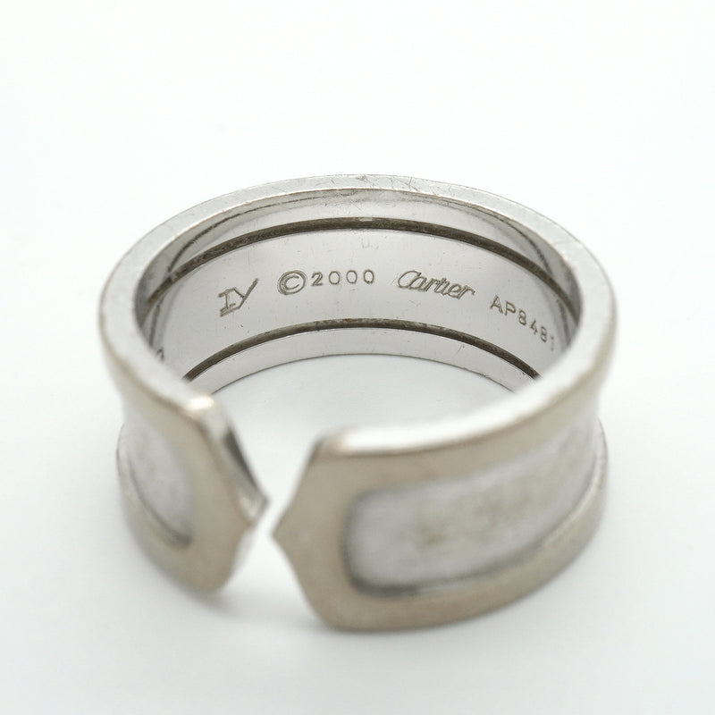 【6jkb0226】カルティエ リング C2/ワイド K18WG ホワイトゴールド ＃60【中古】メンズ