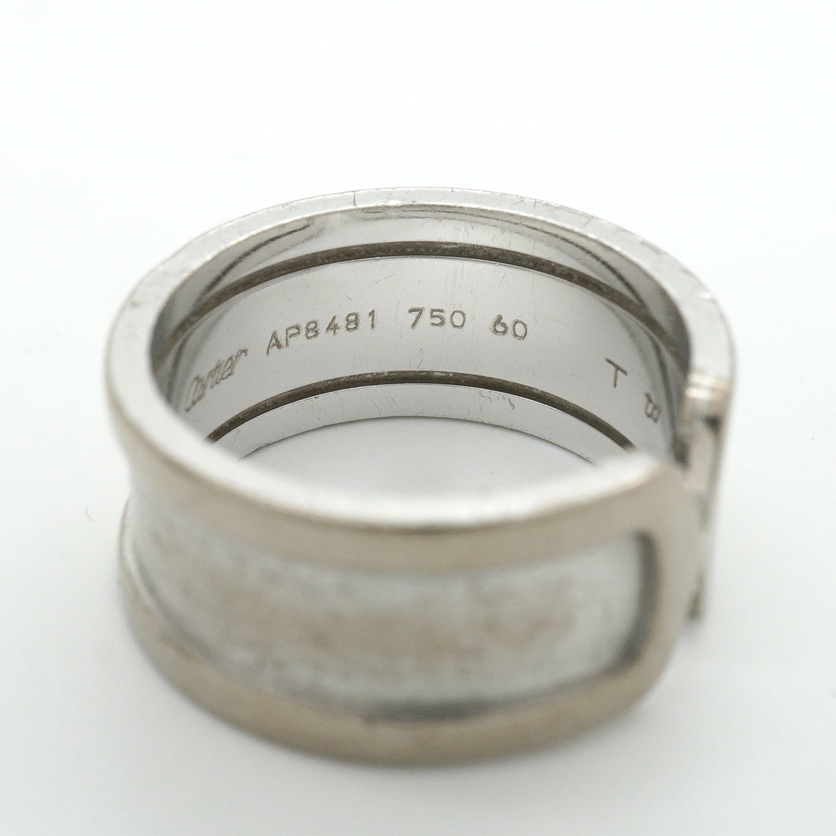 【6jkb0226】カルティエ リング C2/ワイド K18WG ホワイトゴールド ＃60【中古】メンズ