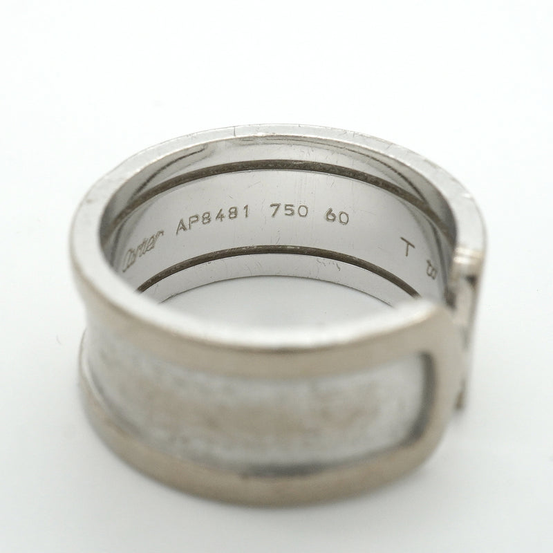 【6jkb0226】カルティエ リング C2/ワイド K18WG ホワイトゴールド ＃60【中古】メンズ