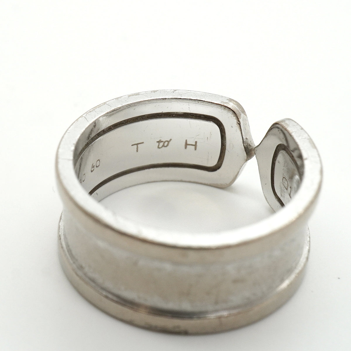 【6jkb0226】カルティエ リング C2/ワイド K18WG ホワイトゴールド ＃60【中古】メンズ