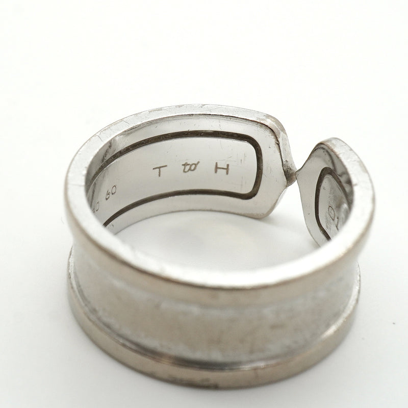 【6jkb0226】カルティエ リング C2/ワイド K18WG ホワイトゴールド ＃60【中古】メンズ