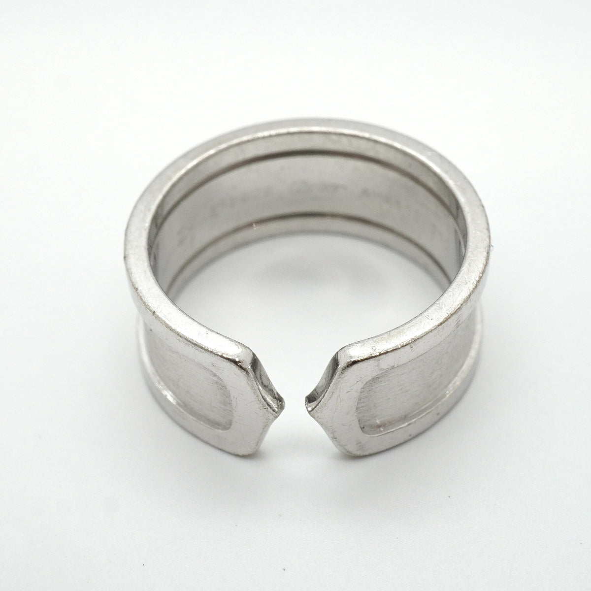 【6jkb0227】カルティエ リング C2/ワイド K18WG ホワイトゴールド ＃62【中古】メンズ
