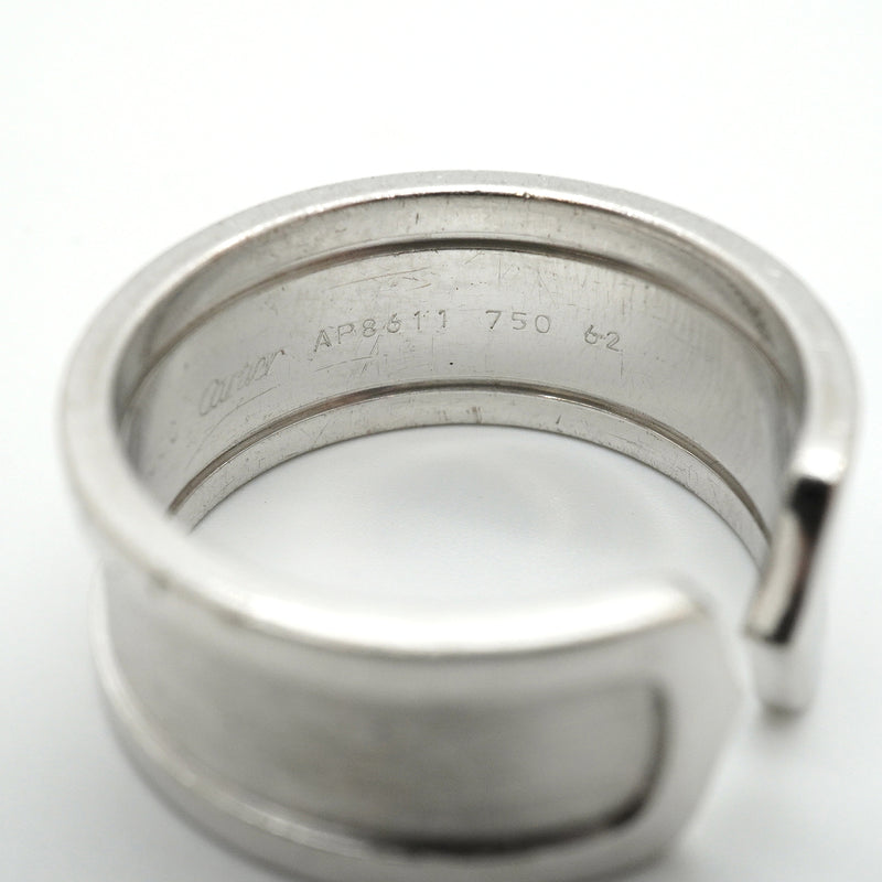 【6jkb0227】カルティエ リング C2/ワイド K18WG ホワイトゴールド ＃62【中古】メンズ