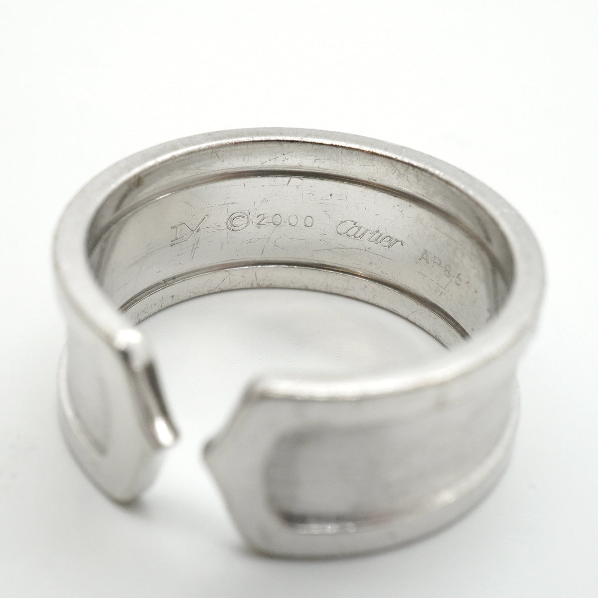 【6jkb0227】カルティエ リング C2/ワイド K18WG ホワイトゴールド ＃62【中古】メンズ