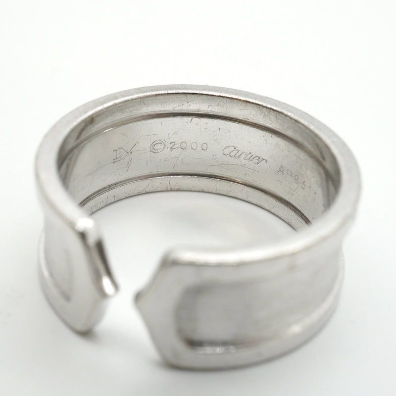 【6jkb0227】カルティエ リング C2/ワイド K18WG ホワイトゴールド ＃62【中古】メンズ