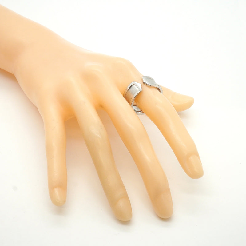 【6jkb0227】カルティエ リング C2/ワイド K18WG ホワイトゴールド ＃62【中古】メンズ