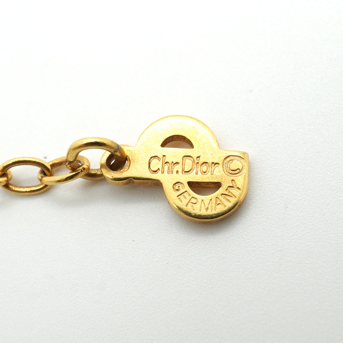 【6jkb0228】クリスチャンディオール ネックレス GPメッキ フェイクパール ラインストーン ゴールド【中古】レディース