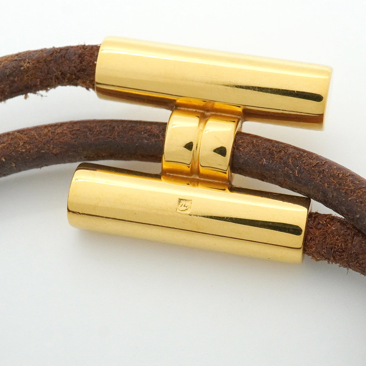 【6jkb0229】エルメス ブレスレット トゥルニ GPメッキ レザー ゴールド ブラウン【中古】レディース