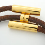 【6jkb0229】エルメス ブレスレット トゥルニ GPメッキ レザー ゴールド ブラウン【中古】レディース