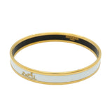 【6jkb0231】エルメス バングル エマイユPM GPメッキ 七宝焼き ゴールド ホワイト【中古】レディース