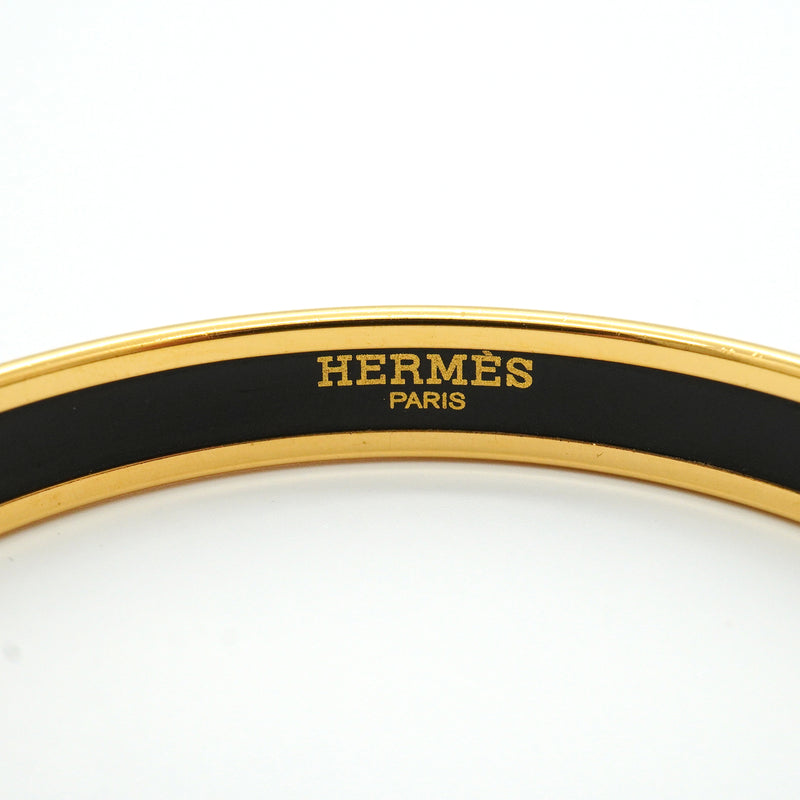 【6jkb0231】エルメス バングル エマイユPM GPメッキ 七宝焼き ゴールド ホワイト【中古】レディース
