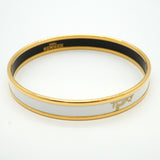【6jkb0231】エルメス バングル エマイユPM GPメッキ 七宝焼き ゴールド ホワイト【中古】レディース