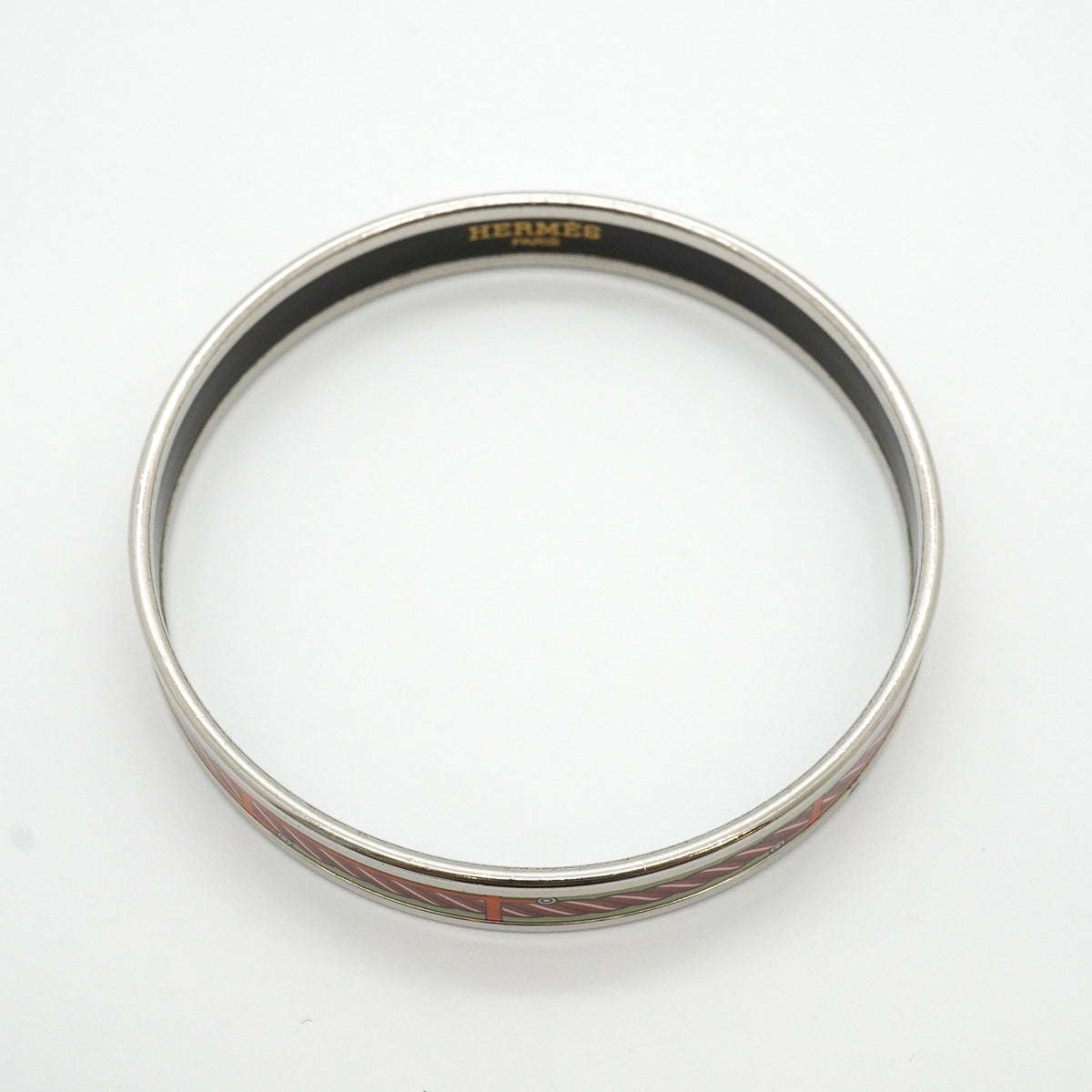 【6jkb0232】エルメス バングル エマイユPM メタル 七宝焼き シルバー グリーン マルチカラー【中古】レディース