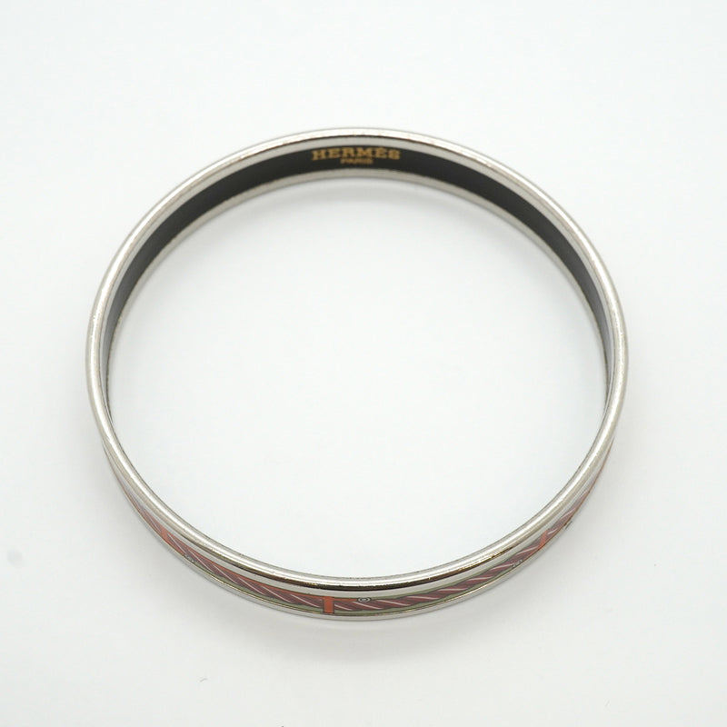 【6jkb0232】エルメス バングル エマイユPM メタル 七宝焼き シルバー グリーン マルチカラー【中古】レディース