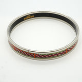 【6jkb0232】エルメス バングル エマイユPM メタル 七宝焼き シルバー グリーン マルチカラー【中古】レディース