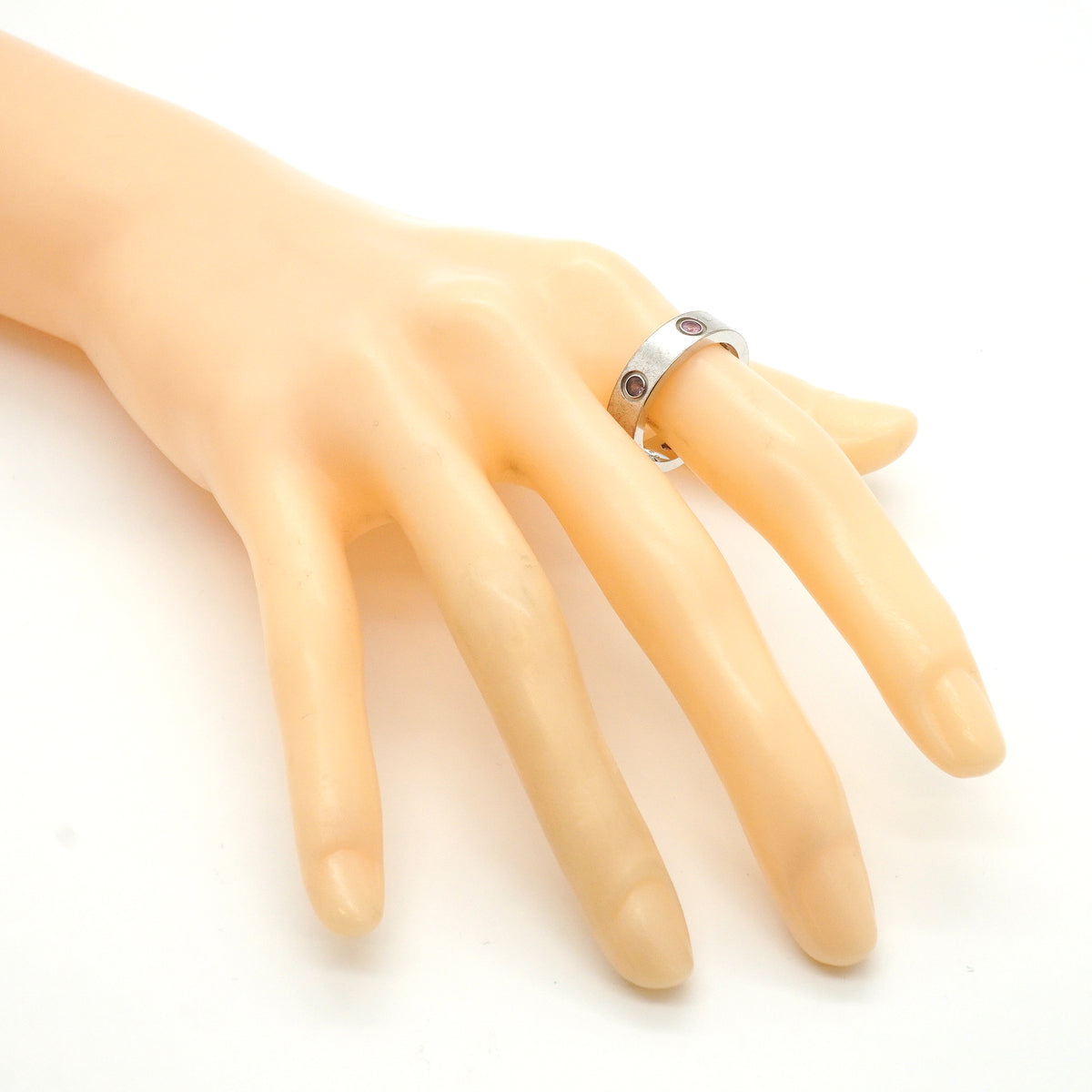 【6jkb0235】カルティエ リング ラブ K18WG ホワイトゴールド マルチストーン マルチカラー ＃59【中古】メンズ