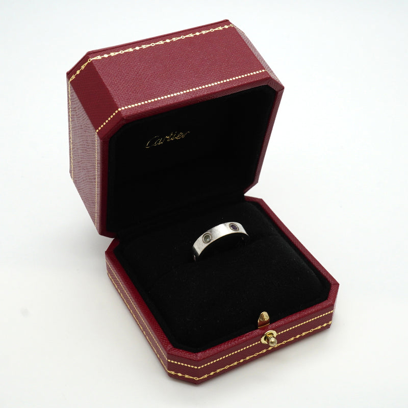 【6jkb0235】カルティエ リング ラブ K18WG ホワイトゴールド マルチストーン マルチカラー ＃59【中古】メンズ