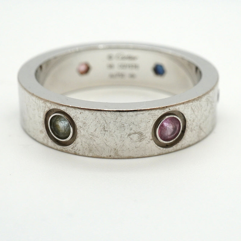 【6jkb0235】カルティエ リング ラブ K18WG ホワイトゴールド マルチストーン マルチカラー ＃59【中古】メンズ