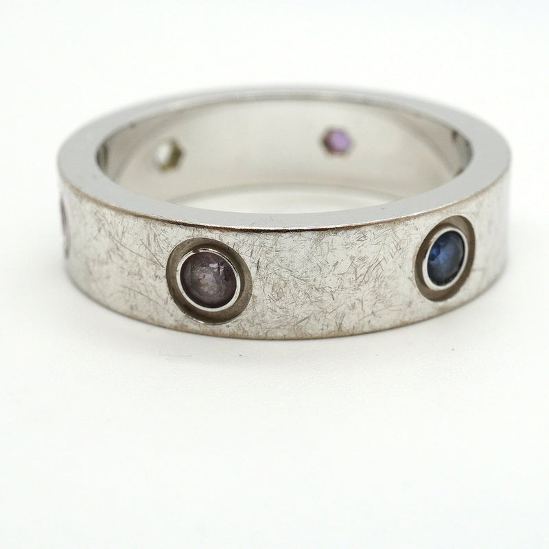 【6jkb0235】カルティエ リング ラブ K18WG ホワイトゴールド マルチストーン マルチカラー ＃59【中古】メンズ