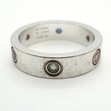 【6jkb0235】カルティエ リング ラブ K18WG ホワイトゴールド マルチストーン マルチカラー ＃59【中古】メンズ