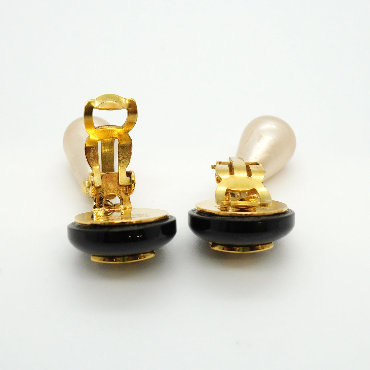 【6jkb0240】シャネル イヤリング ヴィンテージ ココマーク GPメッキ ゴールド ブラック【中古】レディース
