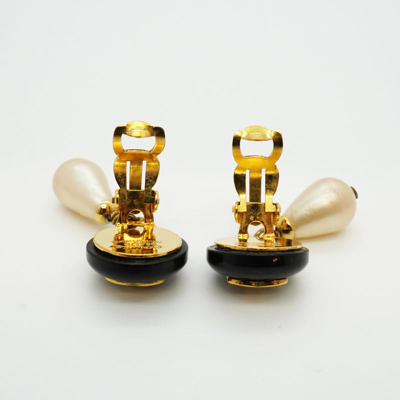 【6jkb0240】シャネル イヤリング ヴィンテージ ココマーク GPメッキ ゴールド ブラック【中古】レディース