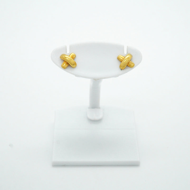【6jkb0241】ティファニー ピアス クロスステッチ K18YG イエローゴールド【中古】レディース