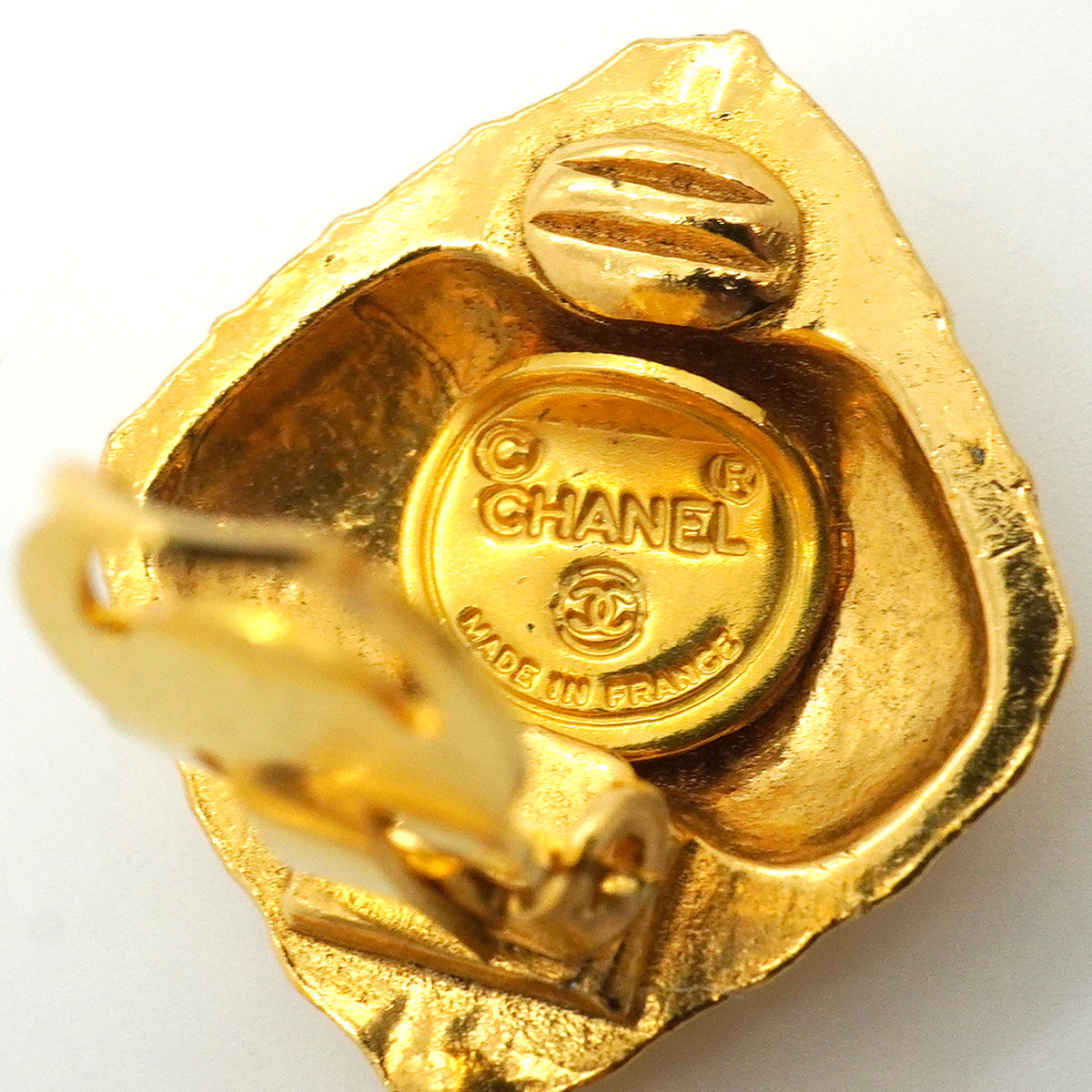 【6jkb0252】シャネル イヤリング ヴィンテージ リボンモチーフ GPメッキ ゴールド【中古】レディース