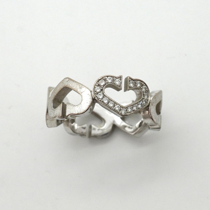 【6jkb0254】カルティエ リング Cハート K18WG ホワイトゴールド ダイヤモンド ＃53【中古】レディース