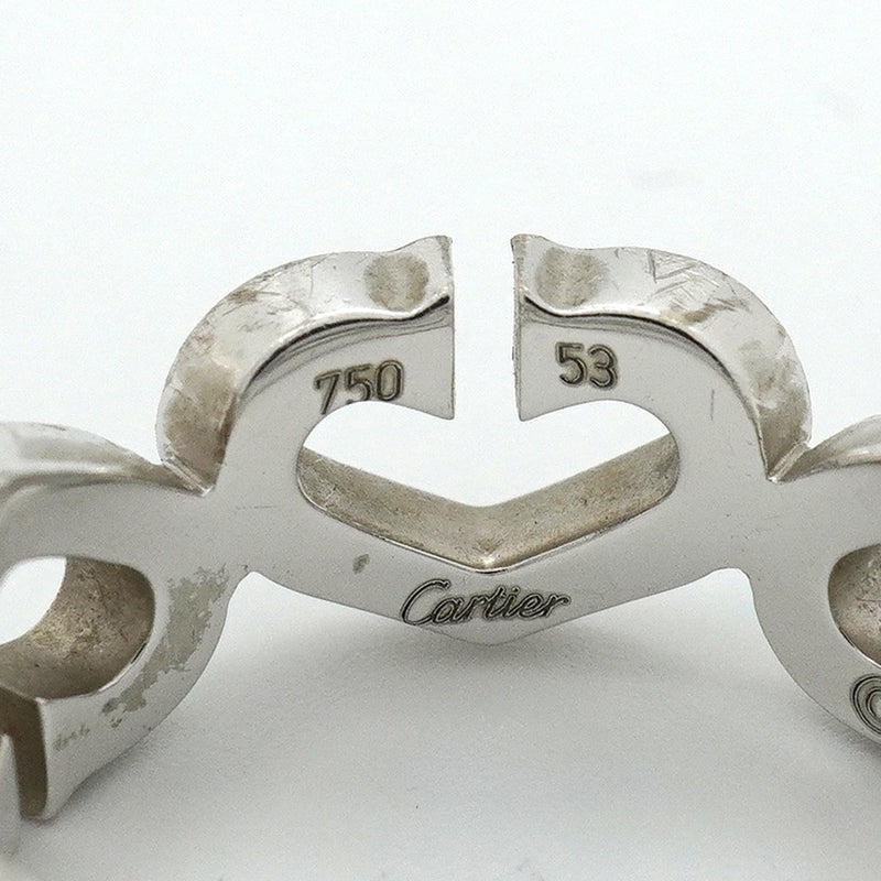 【6jkb0254】カルティエ リング Cハート K18WG ホワイトゴールド ダイヤモンド ＃53【中古】レディース