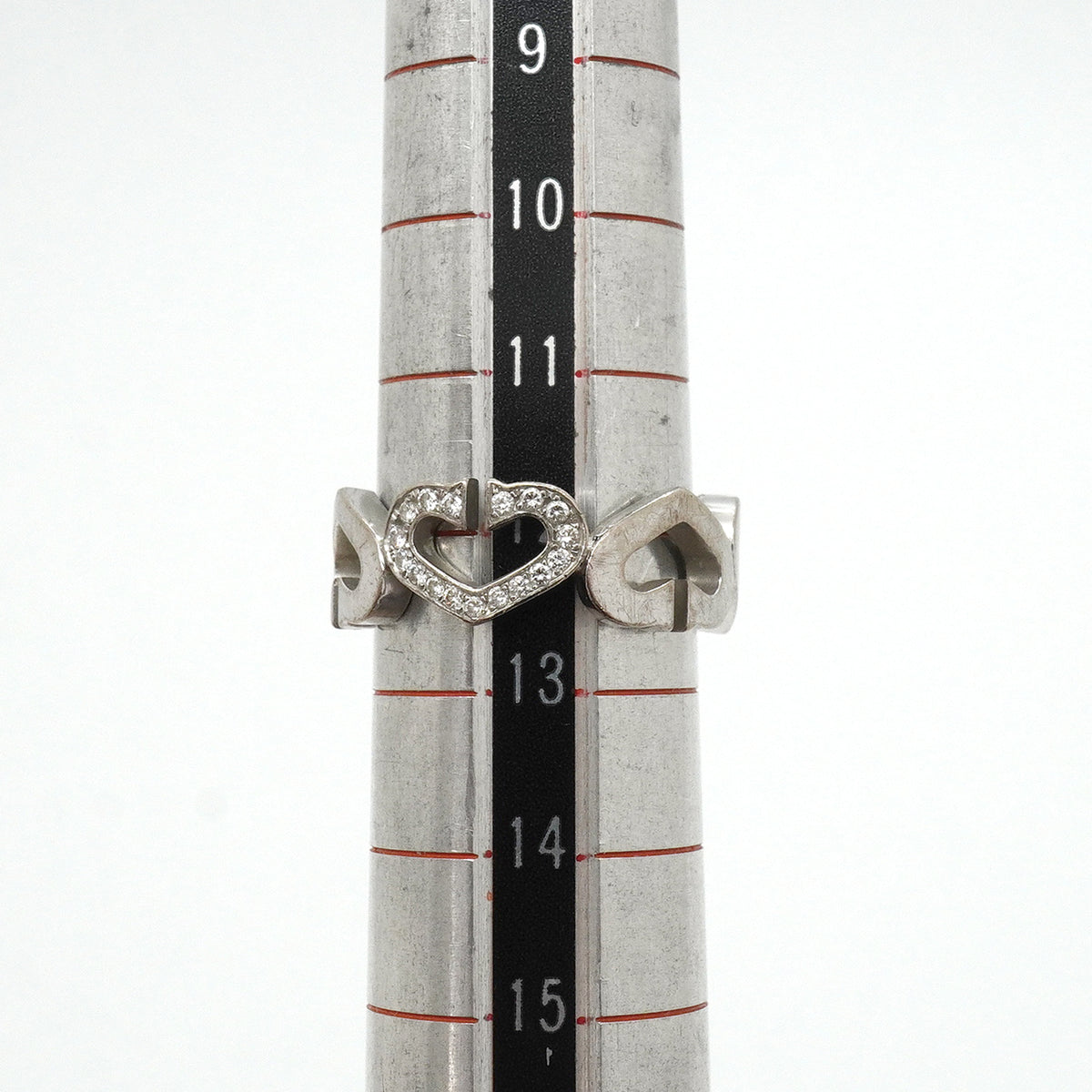 【6jkb0254】カルティエ リング Cハート K18WG ホワイトゴールド ダイヤモンド ＃53【中古】レディース