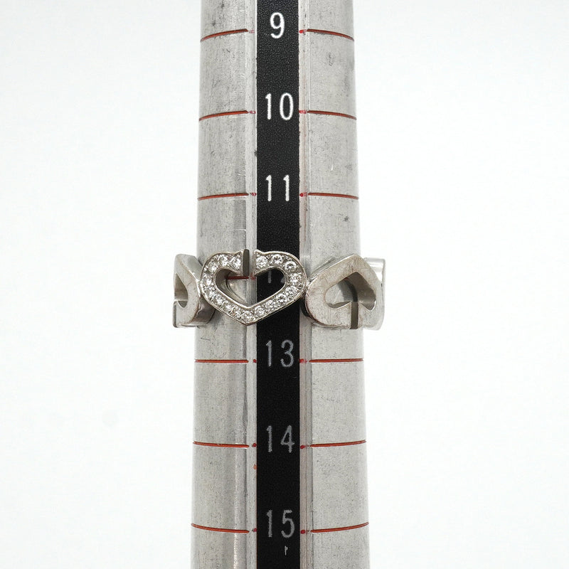 【6jkb0254】カルティエ リング Cハート K18WG ホワイトゴールド ダイヤモンド ＃53【中古】レディース