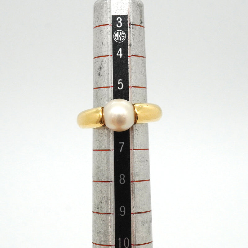 【6jkb0255】カルティエ リング ぺルラ K18YG イエローゴールド パール ＃48【中古】レディース