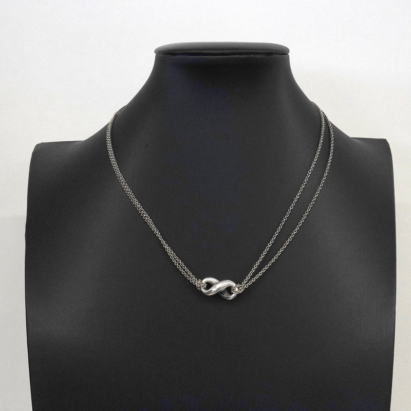 【6jkb0258】ティファニー ネックレス インフィニティ ダブルチェーン シルバー925【中古】レディース
