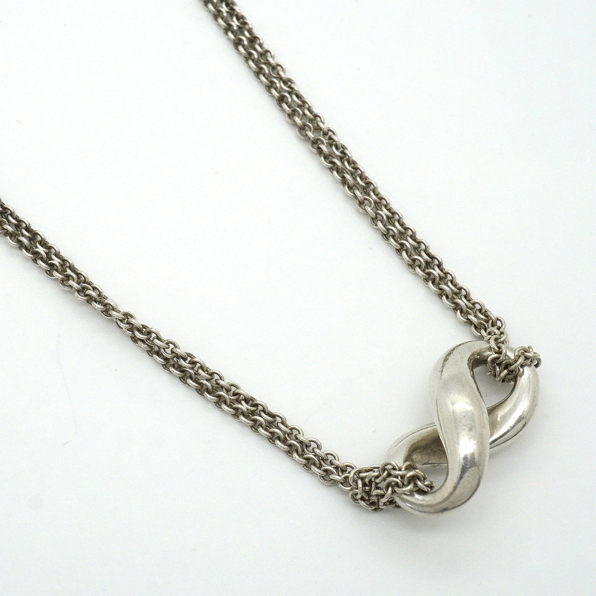 【6jkb0258】ティファニー ネックレス インフィニティ ダブルチェーン シルバー925【中古】レディース