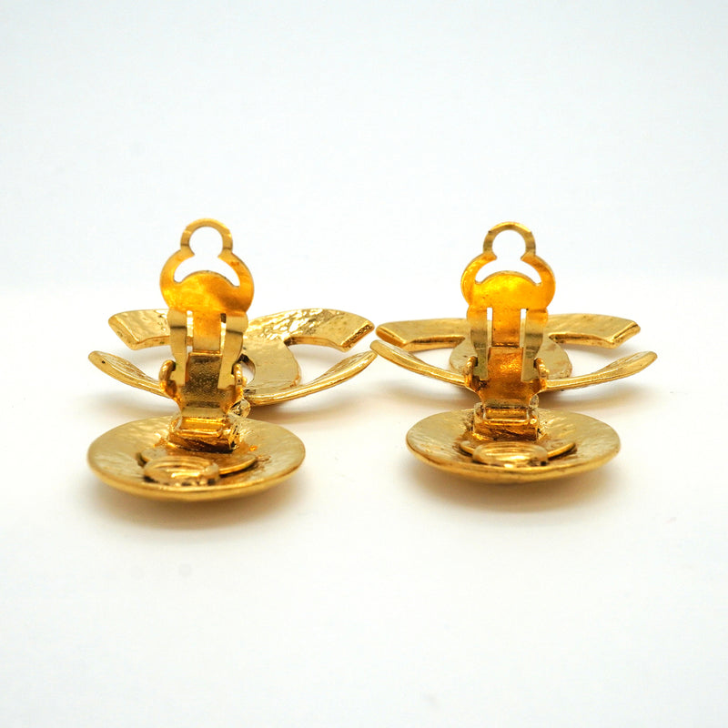 【6jkb0260】シャネル イヤリング ヴィンテージ ココマーク マトラッセ GPメッキ ゴールド【中古】レディース