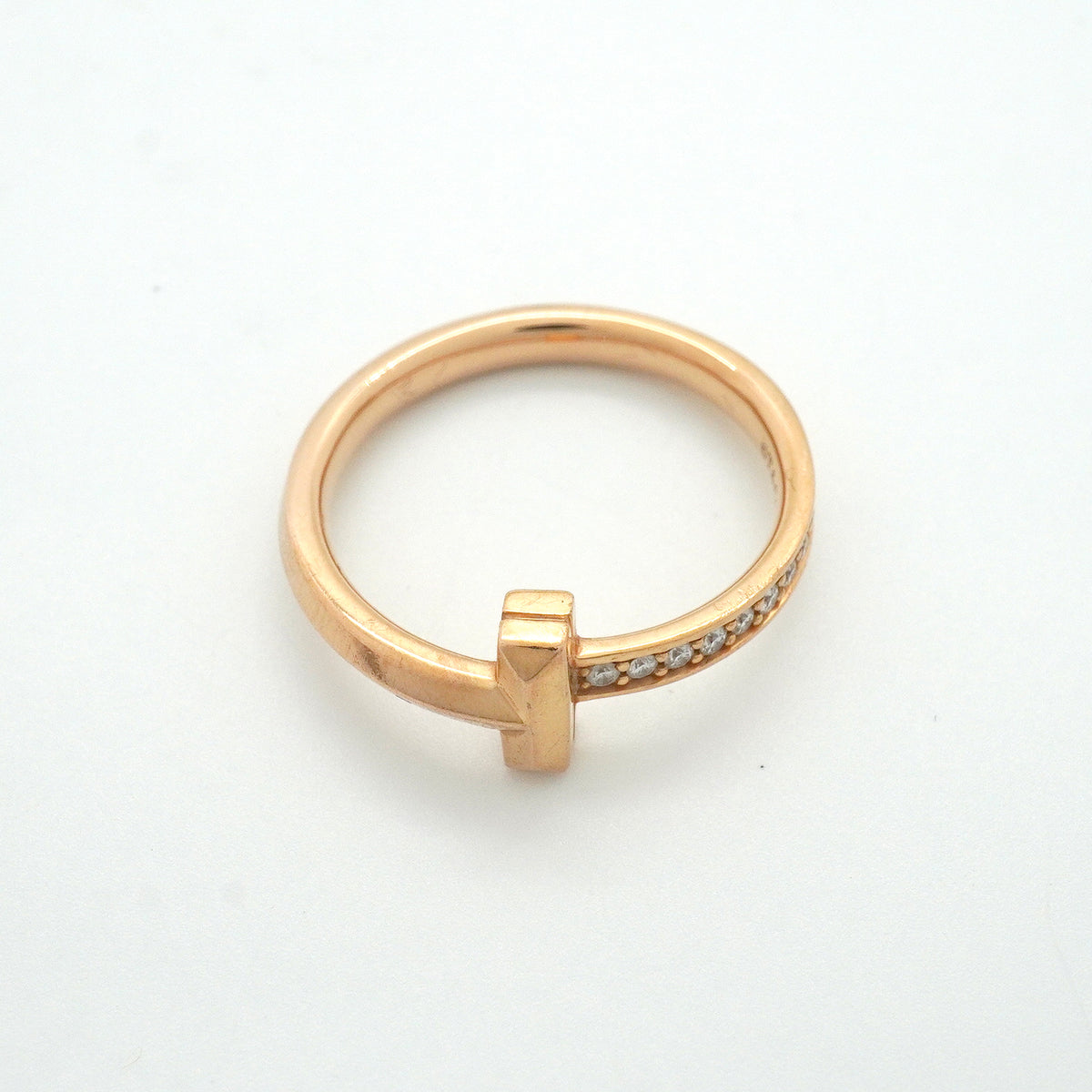 【6jkb0262】ティファニー リング Tワン K18PG ピンクゴールド ダイヤモンド 0.08ct 15号【中古】メンズ レディース ユニセックス