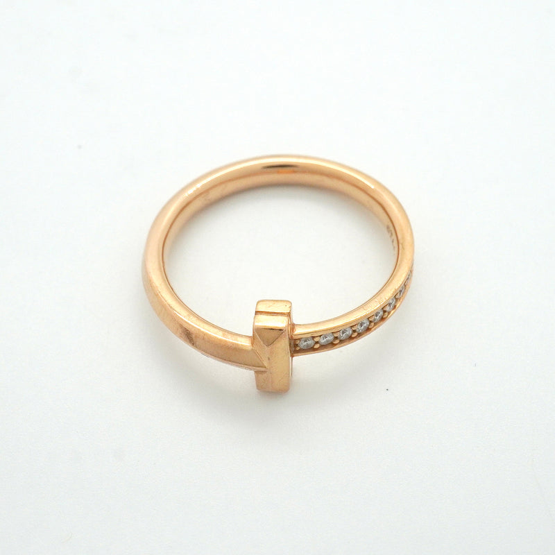 【6jkb0262】ティファニー リング Tワン K18PG ピンクゴールド ダイヤモンド 0.08ct 15号【中古】メンズ レディース ユニセックス