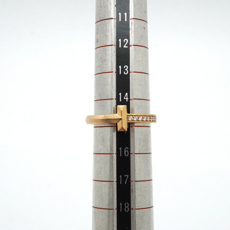 【6jkb0262】ティファニー リング Tワン K18PG ピンクゴールド ダイヤモンド 0.08ct 15号【中古】メンズ レディース ユニセックス